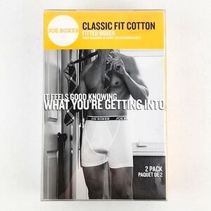 Joe Boxer Men's 2 Pack Fitted Boxer Grey Classic Fit 100%  Cotton Size Small